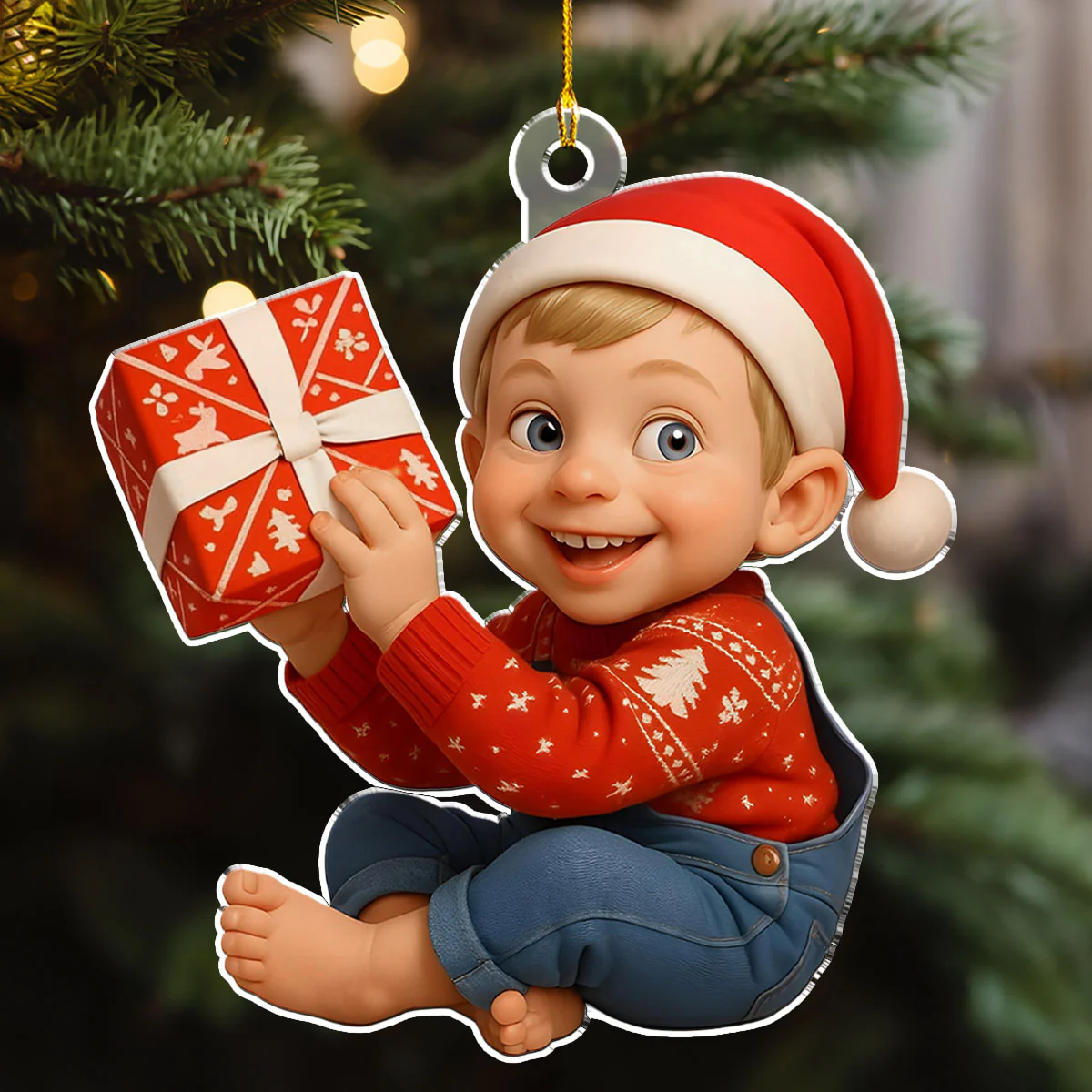Baby Christmas Figure - Personalized Custom Acrylic Ornament - Image 3