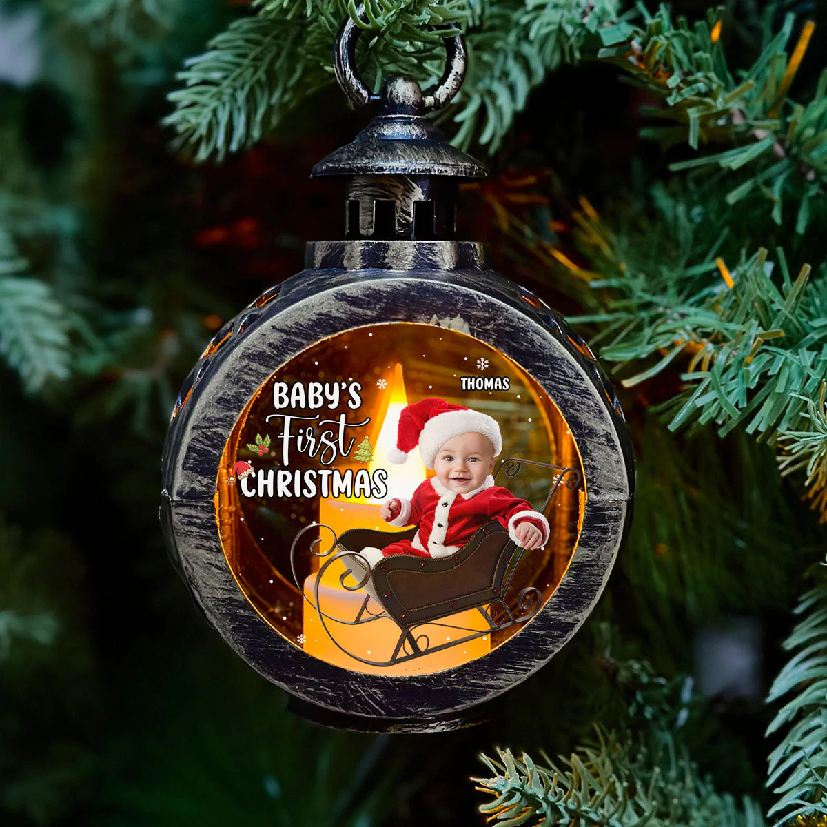 Baby Christmas - Personalized Custom Christmas Lantern - Image 2