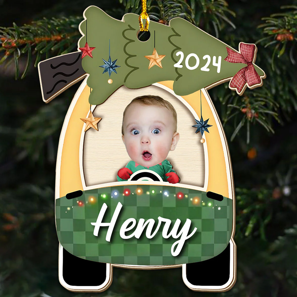 Baby Christmas - Personalized Custom Wood Ornament - Image 3