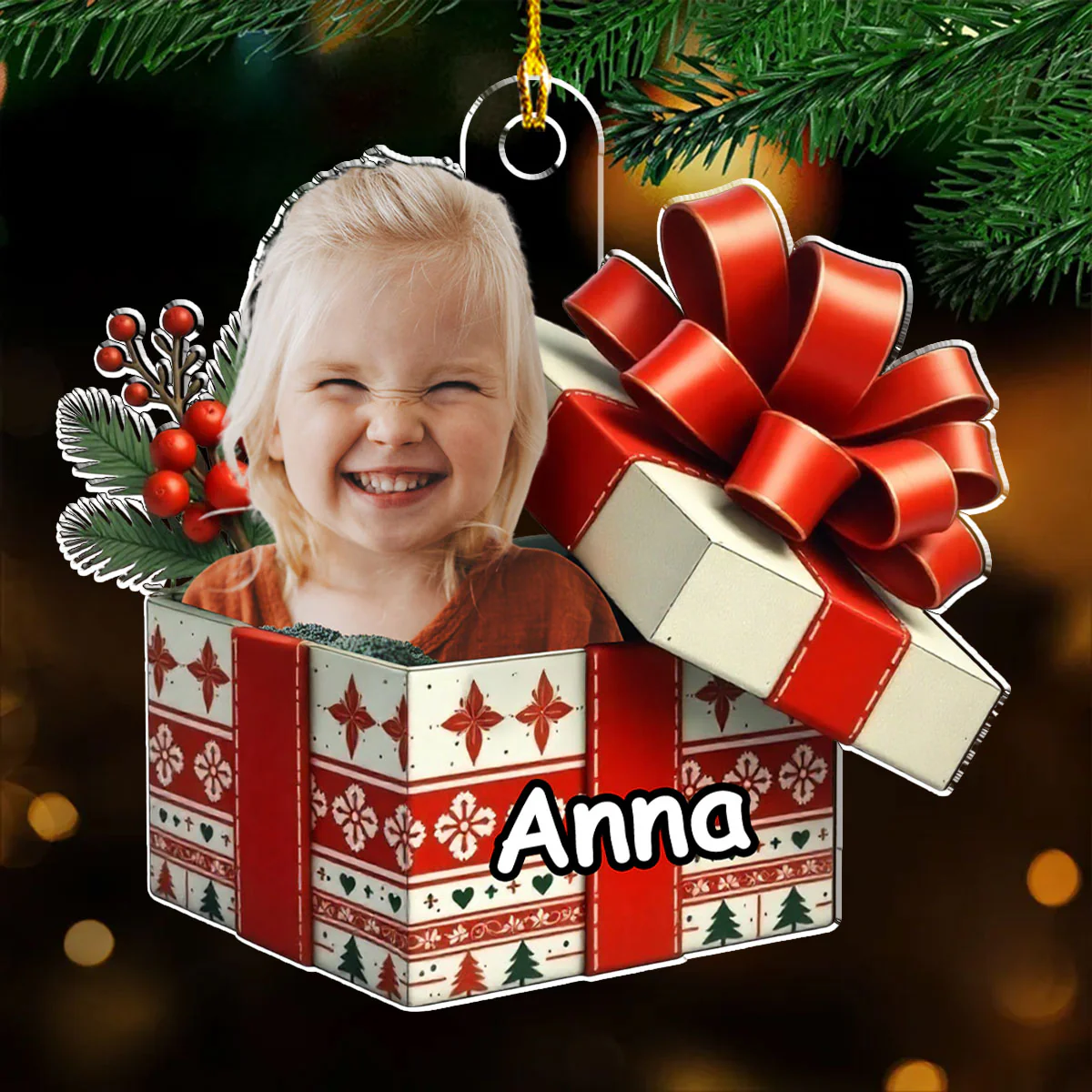 Baby Christmas Present - Personalized Custom Acrylic Ornament - Image 2