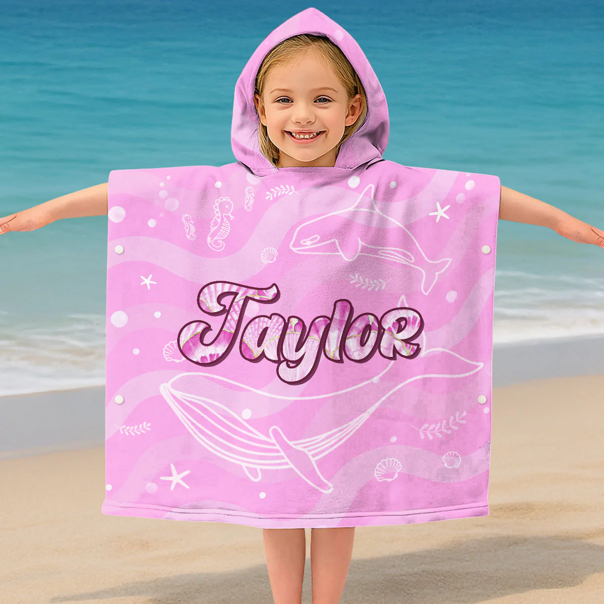 Baby Cotton Candy - Personalized Custom Hooded Beach Towel