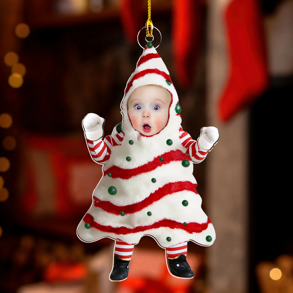 Baby Custom Photo Christmas Tree Cake - Personalized Custom Acrylic Ornament - Image 2