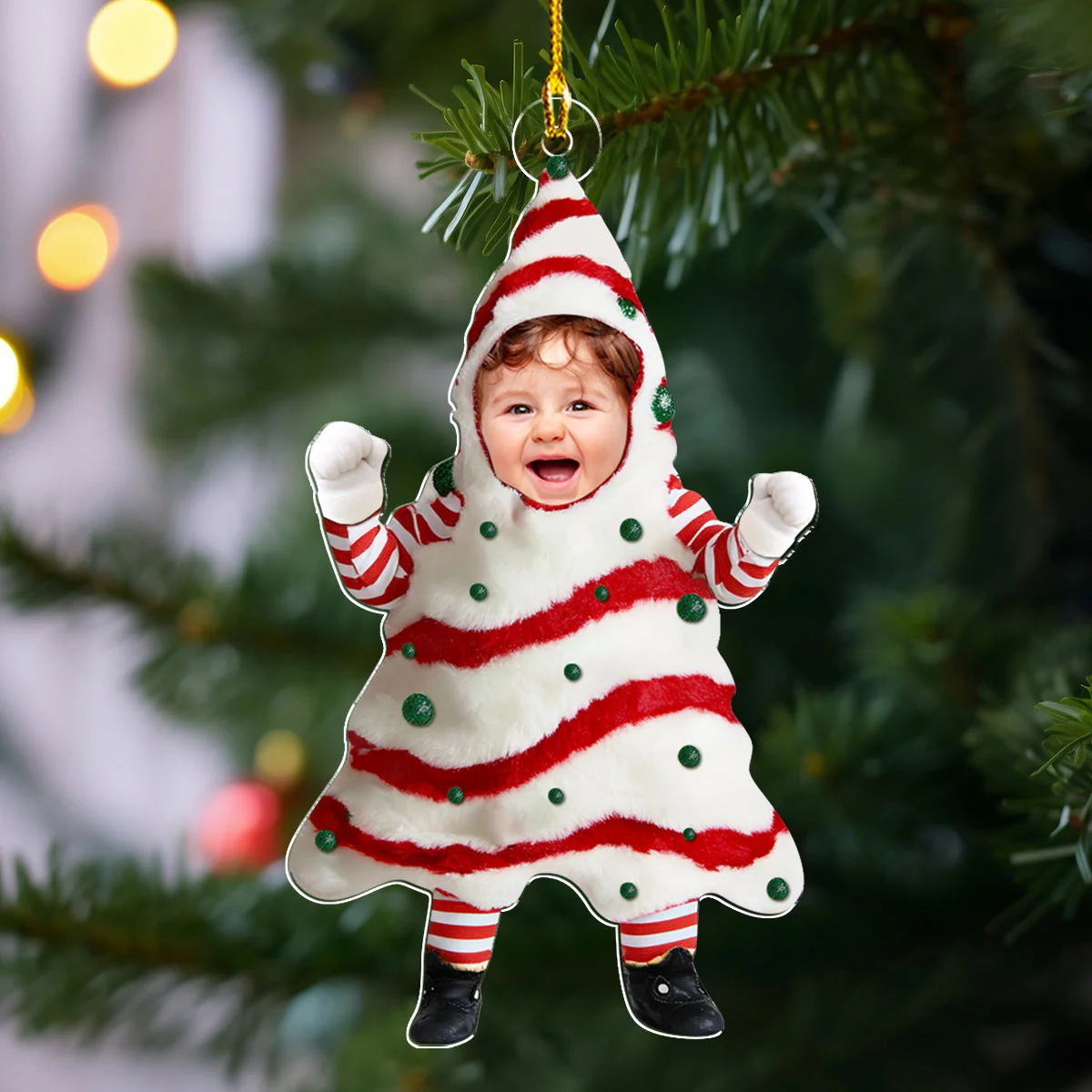Baby Custom Photo Christmas Tree Cake - Personalized Custom Acrylic Ornament - Image 5