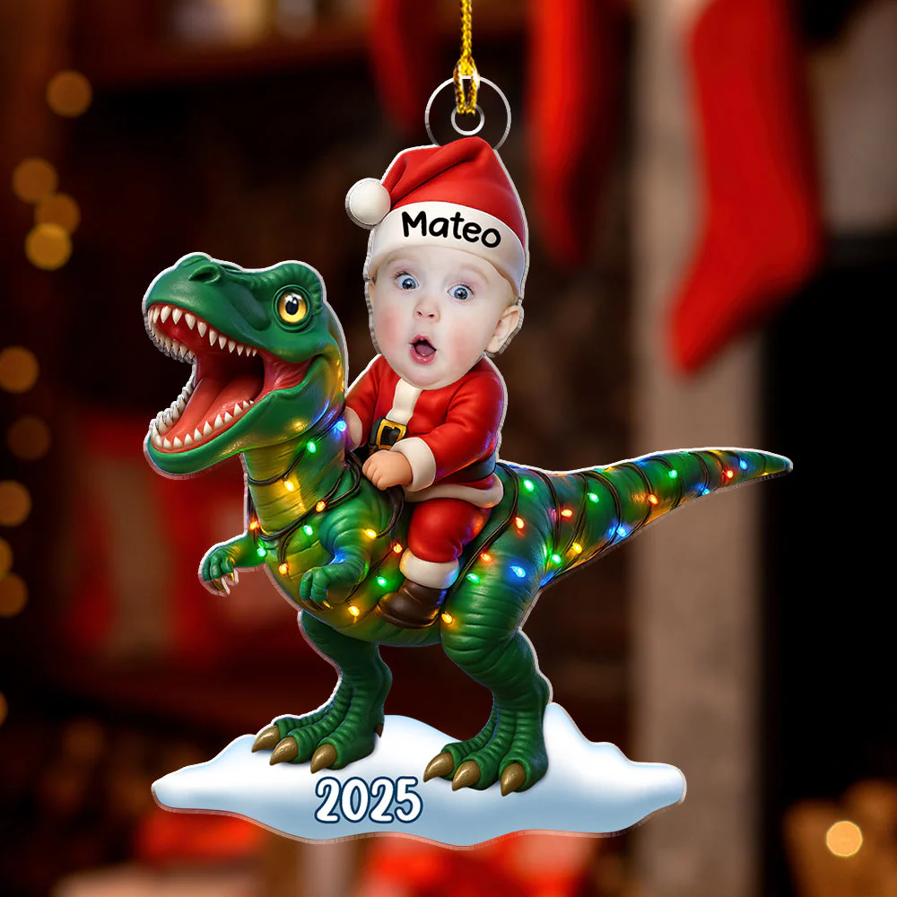 Baby Dinosaur - Personalized Custom Acrylic Ornament - Image 2