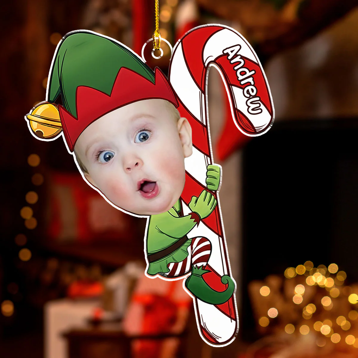 Baby Elf - Personalized Custom Acrylic Ornament - Image 2