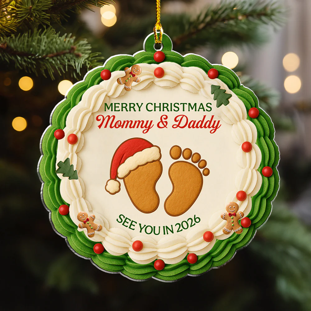 Baby Expecting See You - Personalized Custom Acrylic Ornament - Image 3