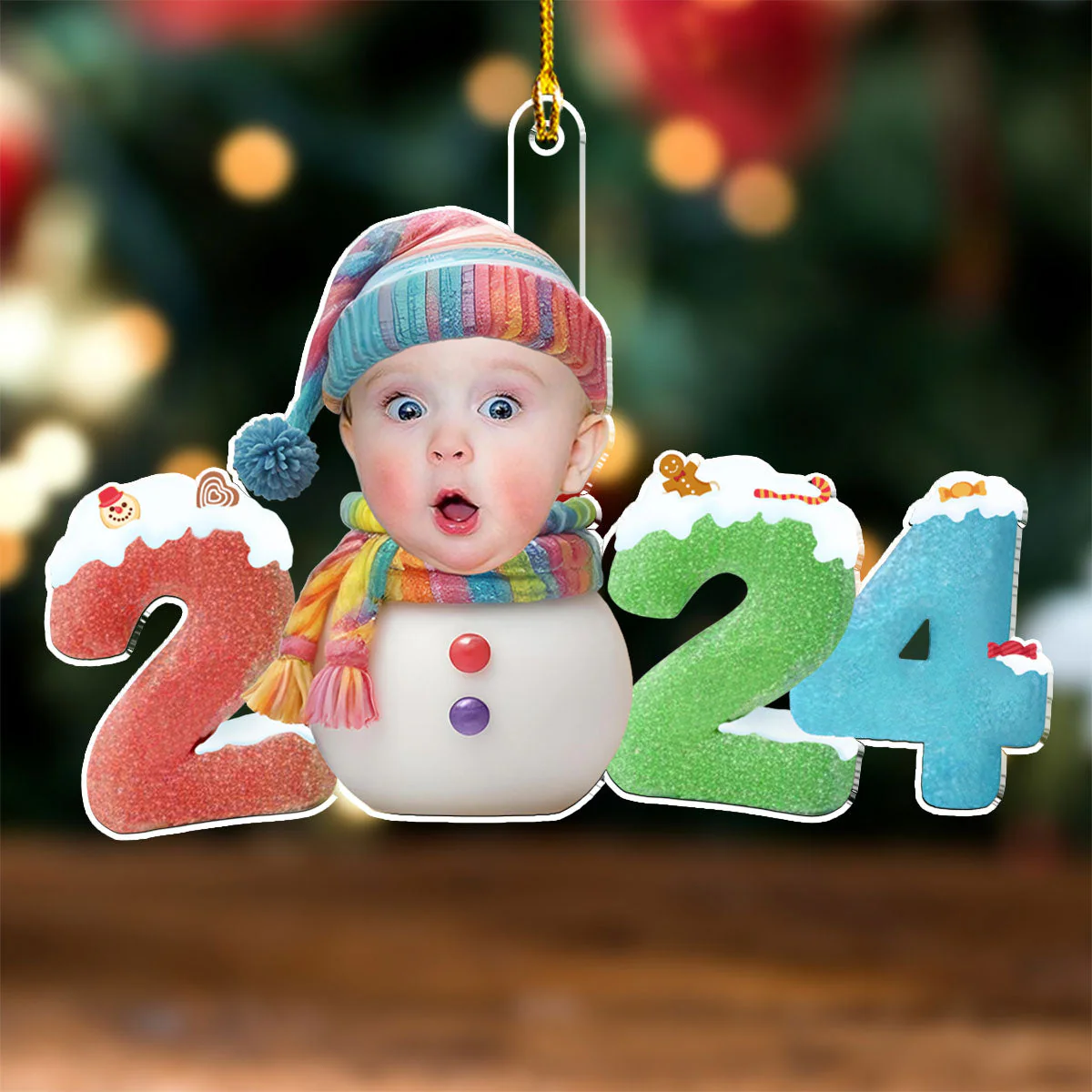Baby First Christmas 2024 - Personalized Custom Acrylic Ornament - Image 3