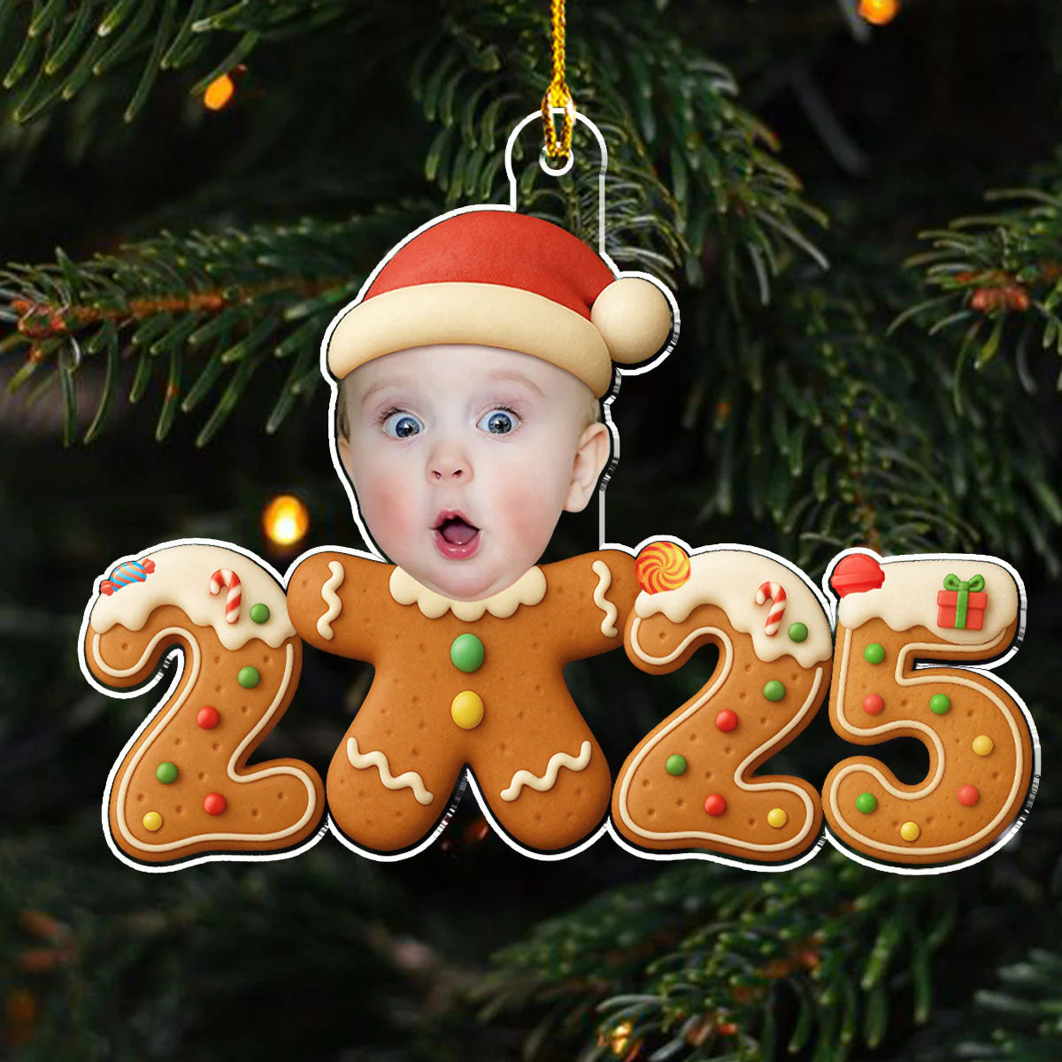 Baby First Christmas 2025 Gingerbread - Personalized Custom Acrylic Ornament - Image 5