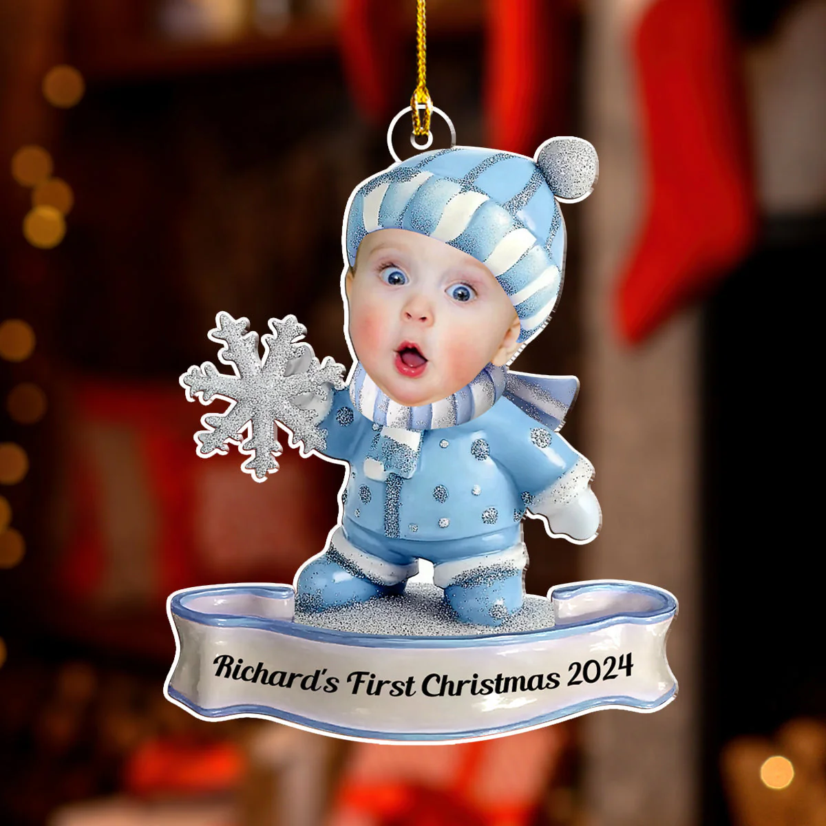 Baby First Christmas Custom Photo - Personalized Custom Acrylic Ornament - Image 3