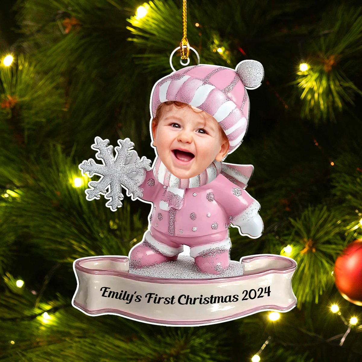 Baby First Christmas Custom Photo - Personalized Custom Acrylic Ornament - Image 4