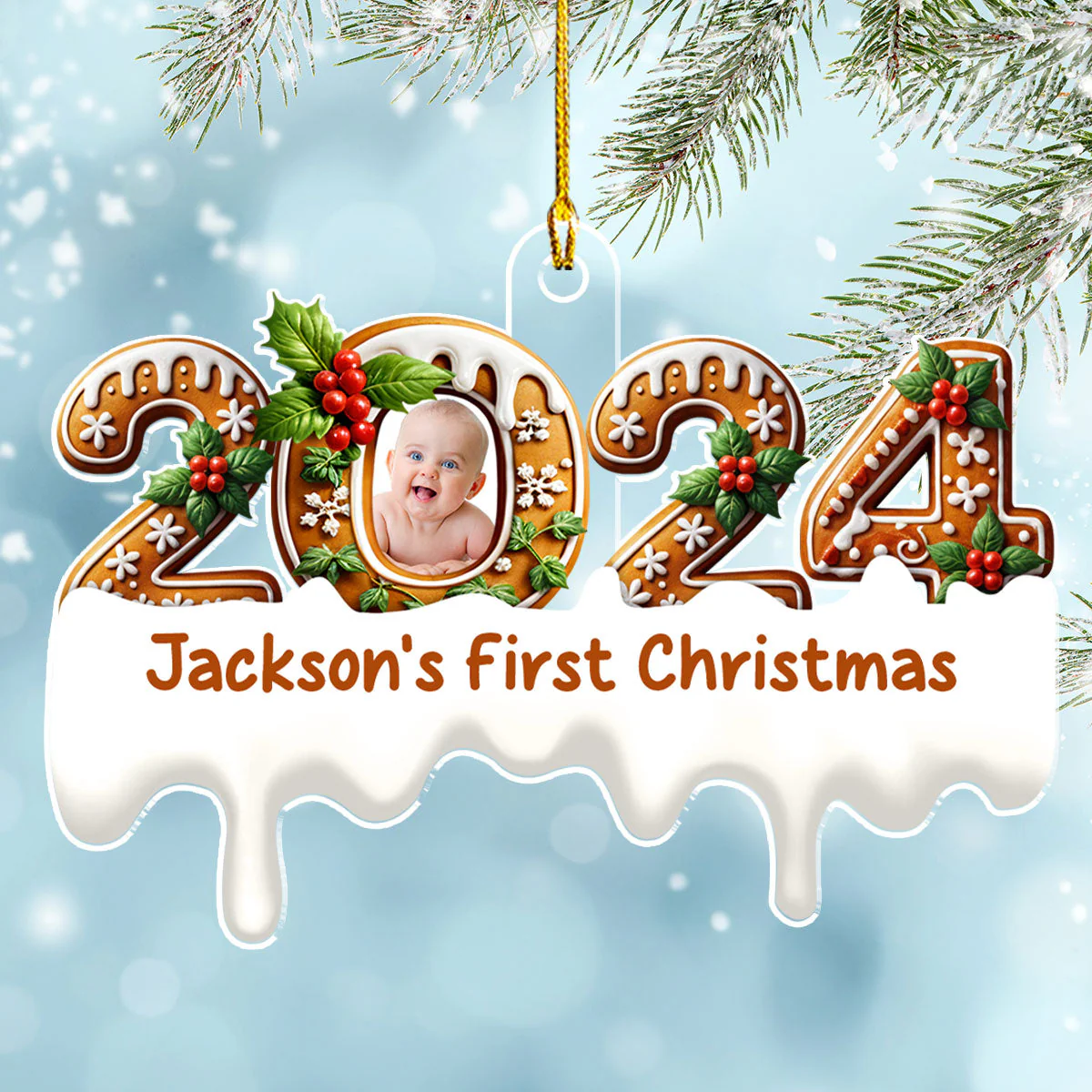 Baby First Christmas - Personalized Custom Acrylic Ornament - Image 3