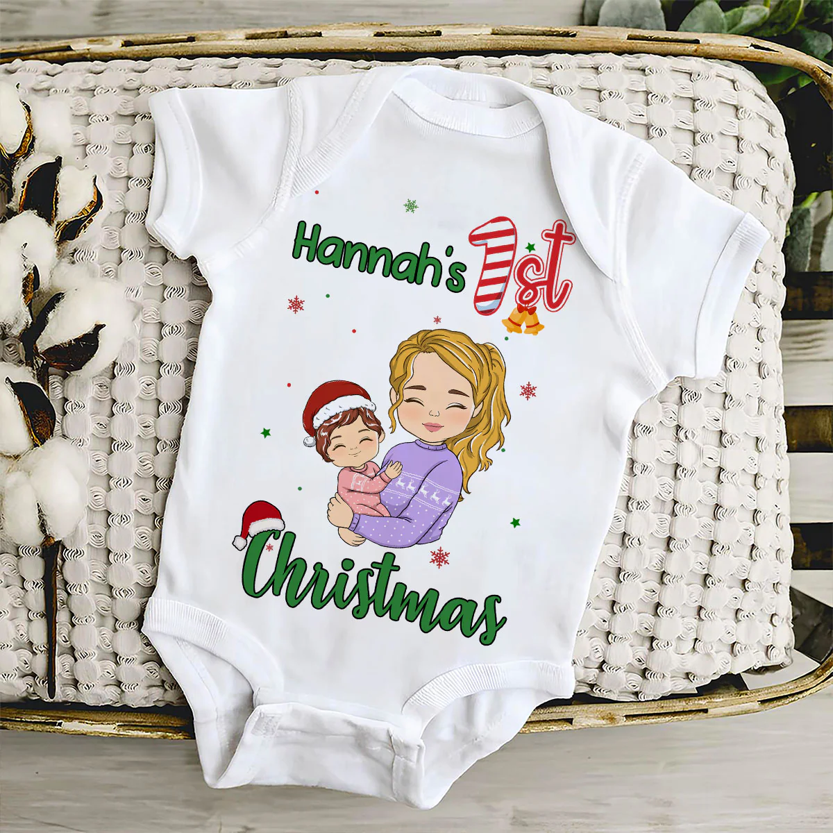 Baby First Christmas - Personalized Custom Baby Onesie - Image 4