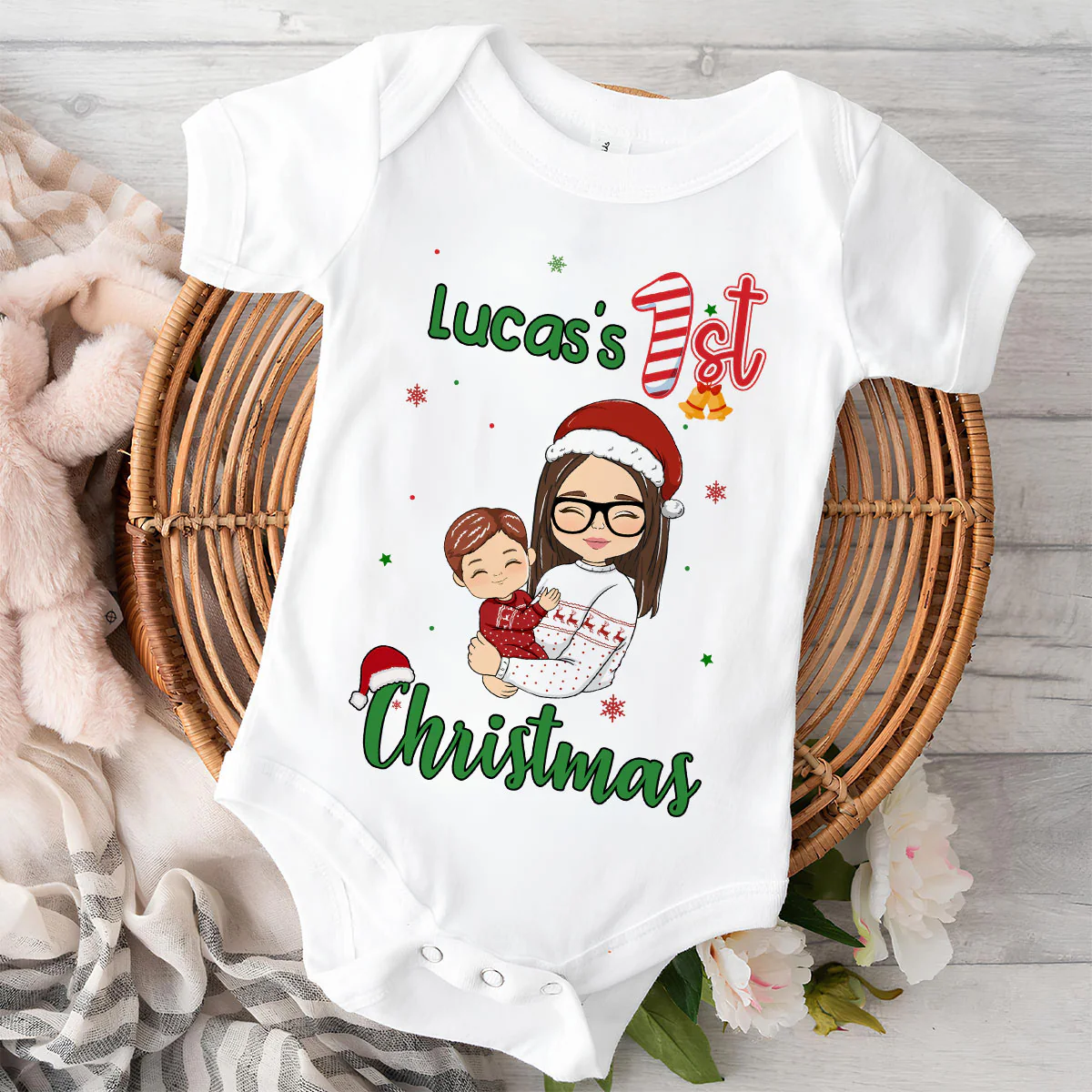 Baby First Christmas - Personalized Custom Baby Onesie - Image 5