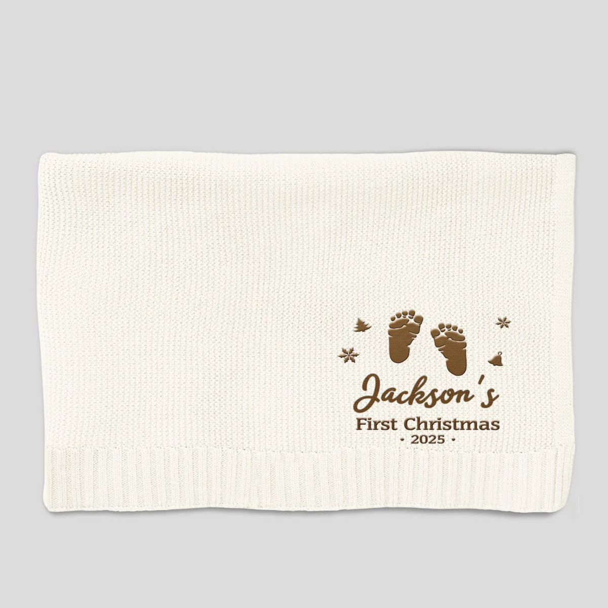 Baby First Christmas - Personalized Custom Embroidered Knitted Baby Blanket - Image 10