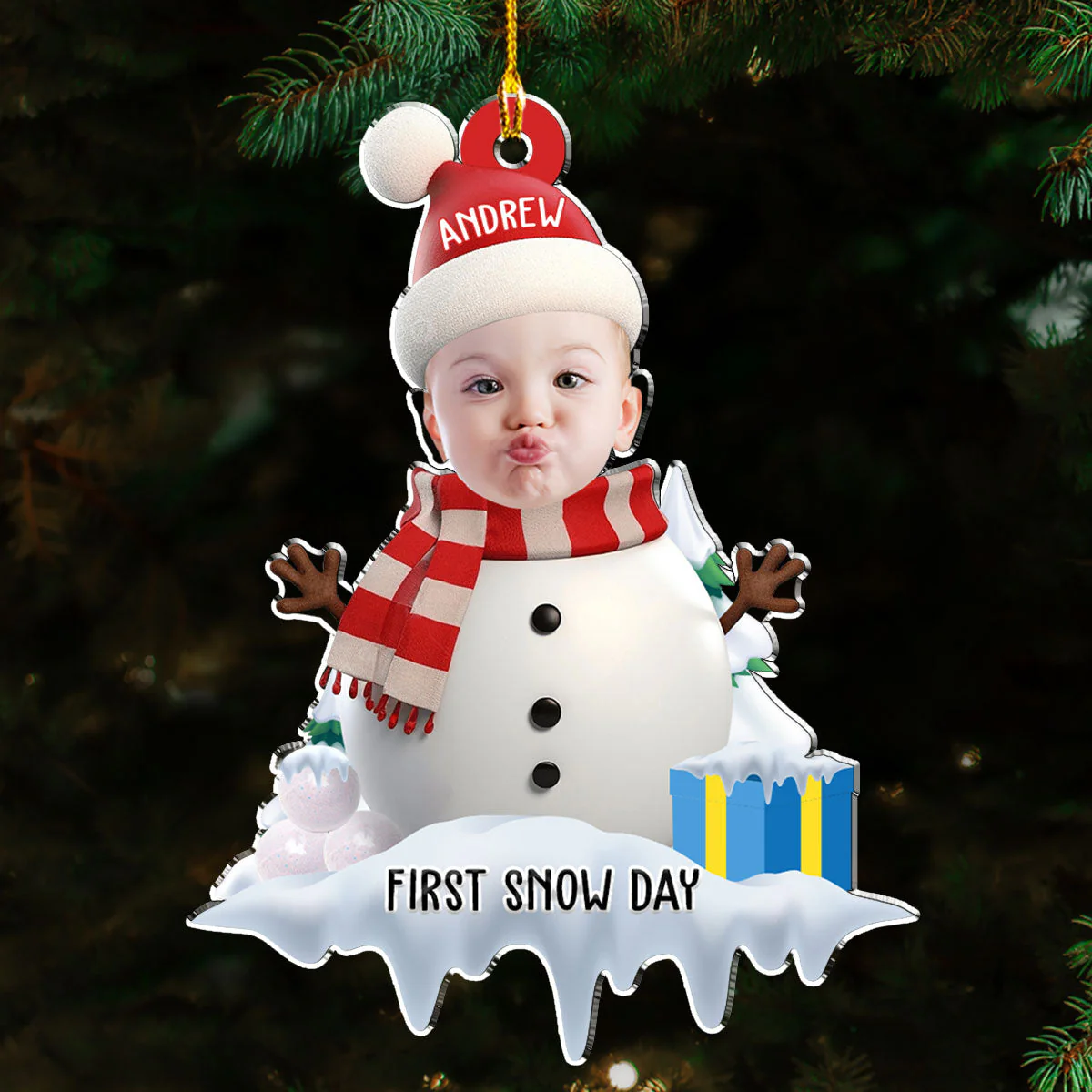 Baby First Snow Day - Personalized Custom Acrylic Ornament - Image 4