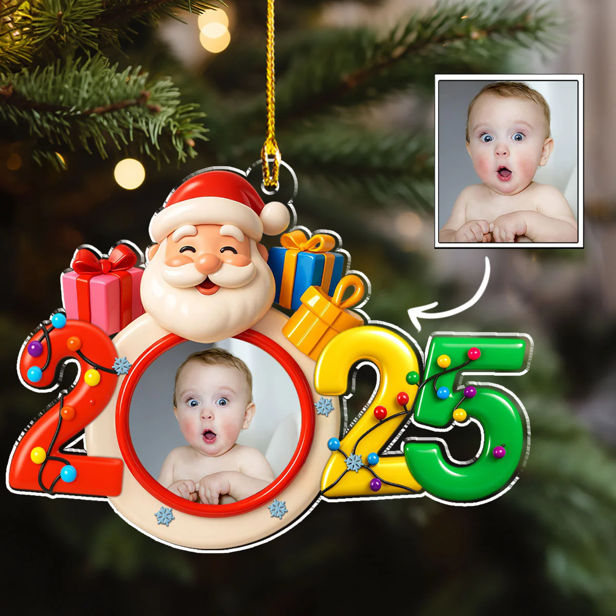 Baby Happy Christmas - Personalized Custom Acrylic Ornament