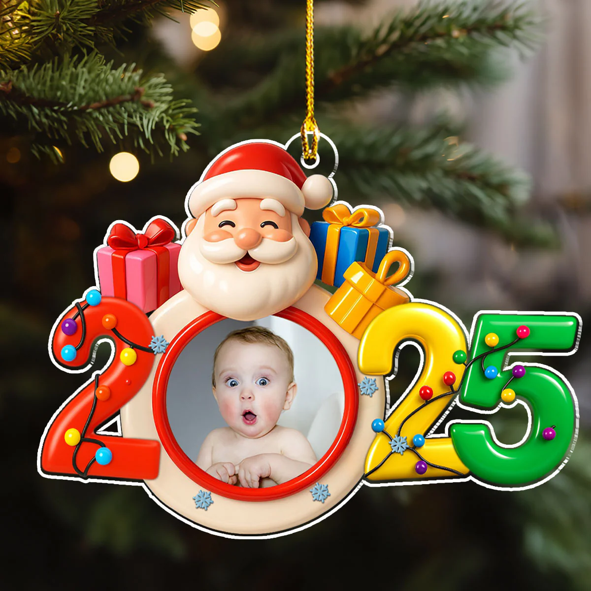 Baby Happy Christmas - Personalized Custom Acrylic Ornament - Image 3