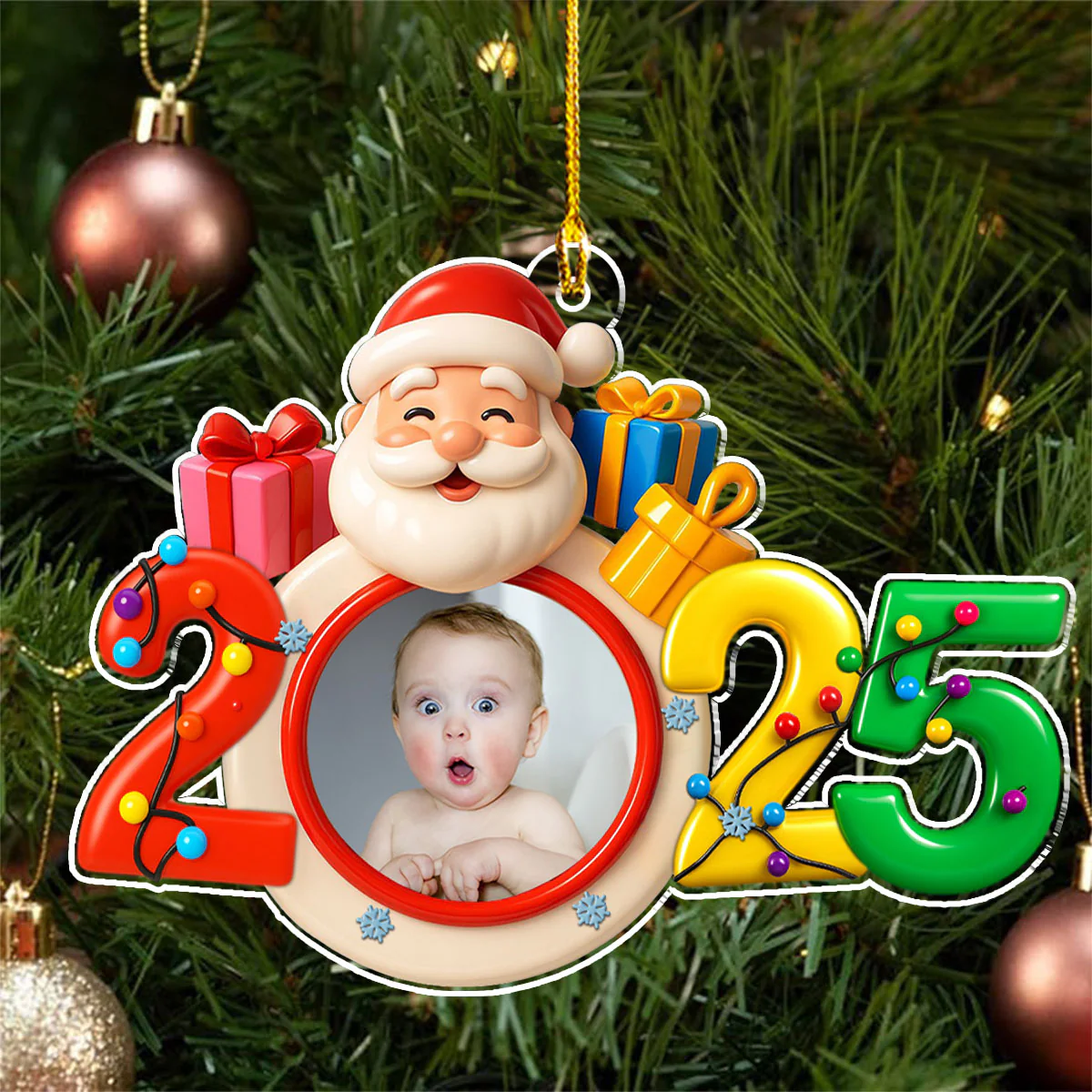 Baby Happy Christmas - Personalized Custom Acrylic Ornament - Image 5