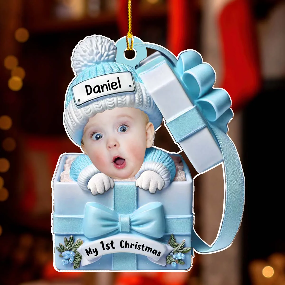 Baby Inside Gift Box - Personalized Custom Acrylic Ornament - Image 2
