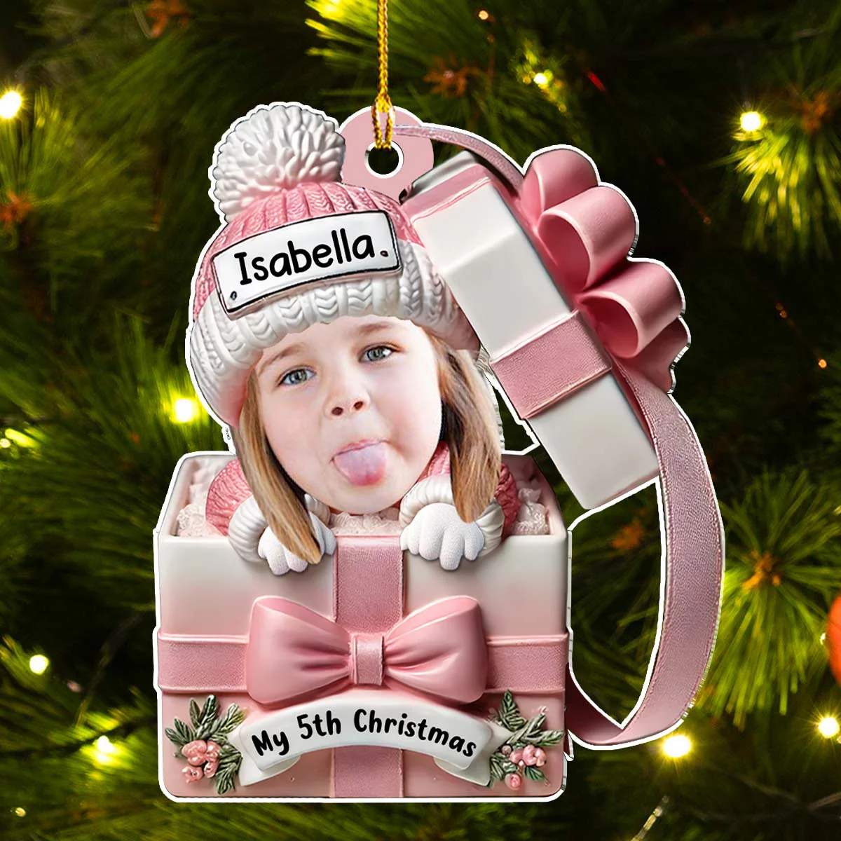 Baby Inside Gift Box - Personalized Custom Acrylic Ornament - Image 3