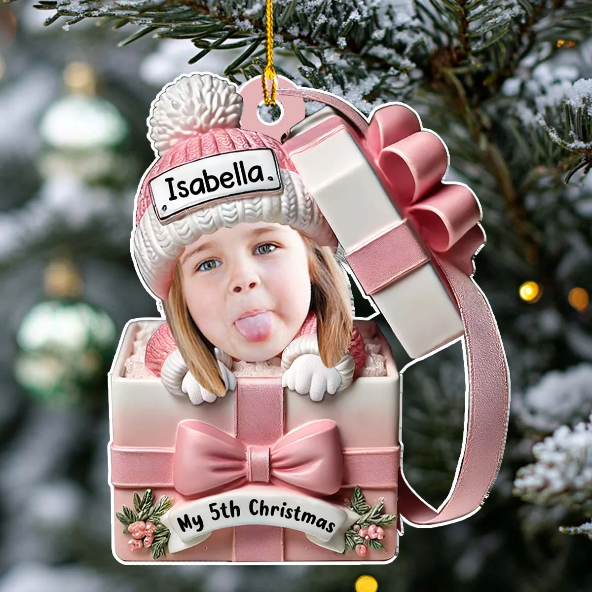 Baby Inside Gift Box - Personalized Custom Acrylic Ornament - Image 4