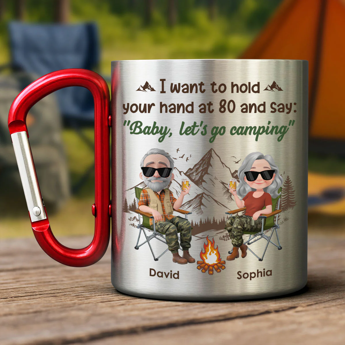 Baby Lets Go Camping - Personalized Custom Carabiner Mug - Image 2