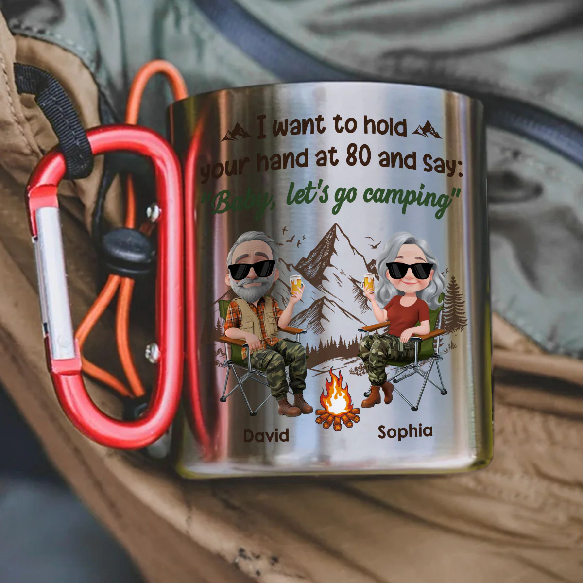 Baby Lets Go Camping - Personalized Custom Carabiner Mug - Image 4