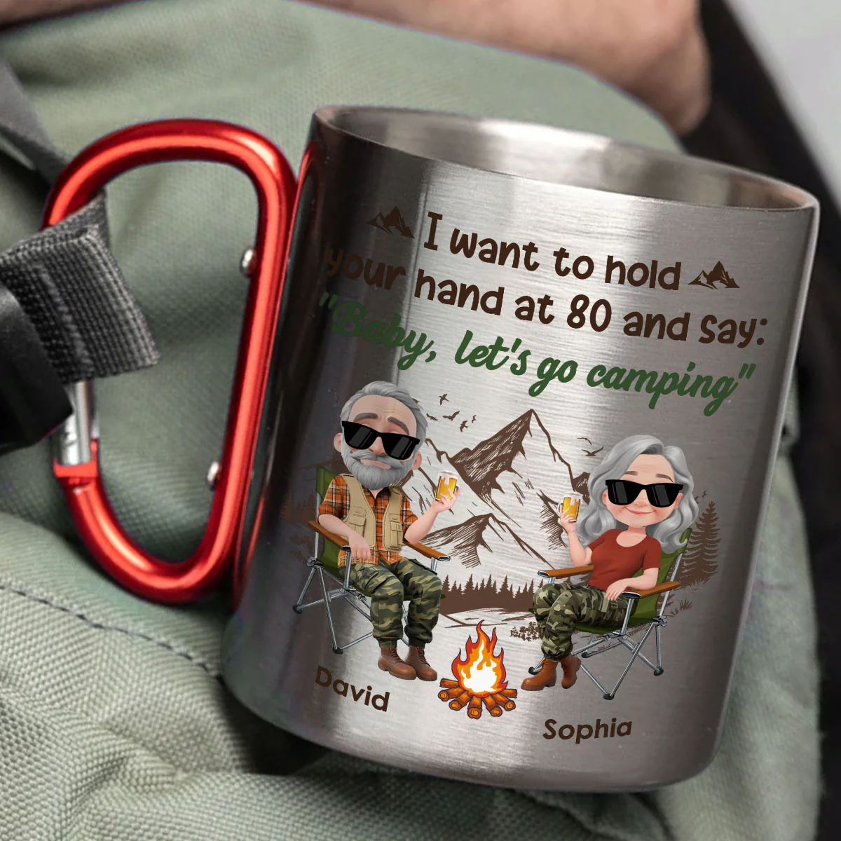 Baby Lets Go Camping - Personalized Custom Carabiner Mug - Image 5