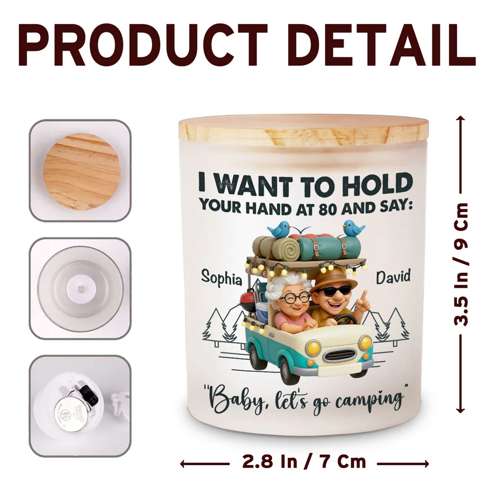 Baby Lets Go Camping - Personalized Custom Glass Jar With LED Candle - Image 6