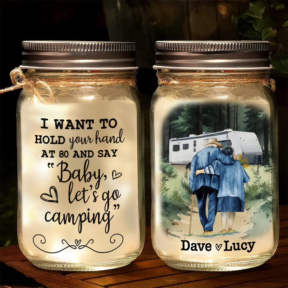 Baby Lets Go Camping - Personalized Custom Mason Jar Light - Image 4