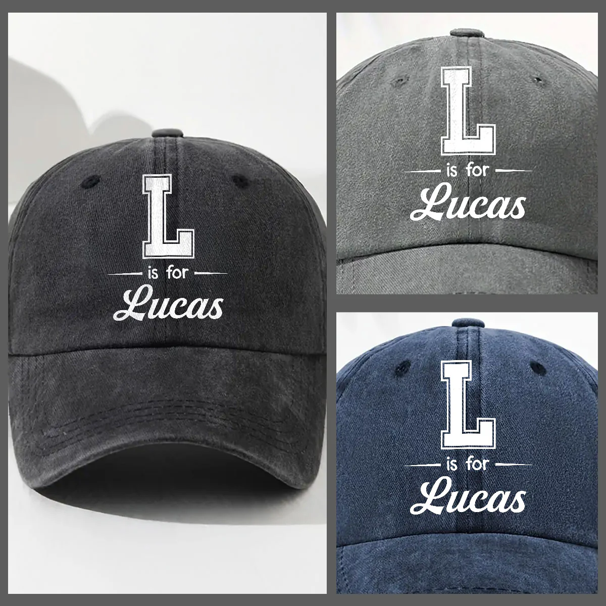 Baby Name - Personalized Custom Vintage Washed Denim Cap - Image 3
