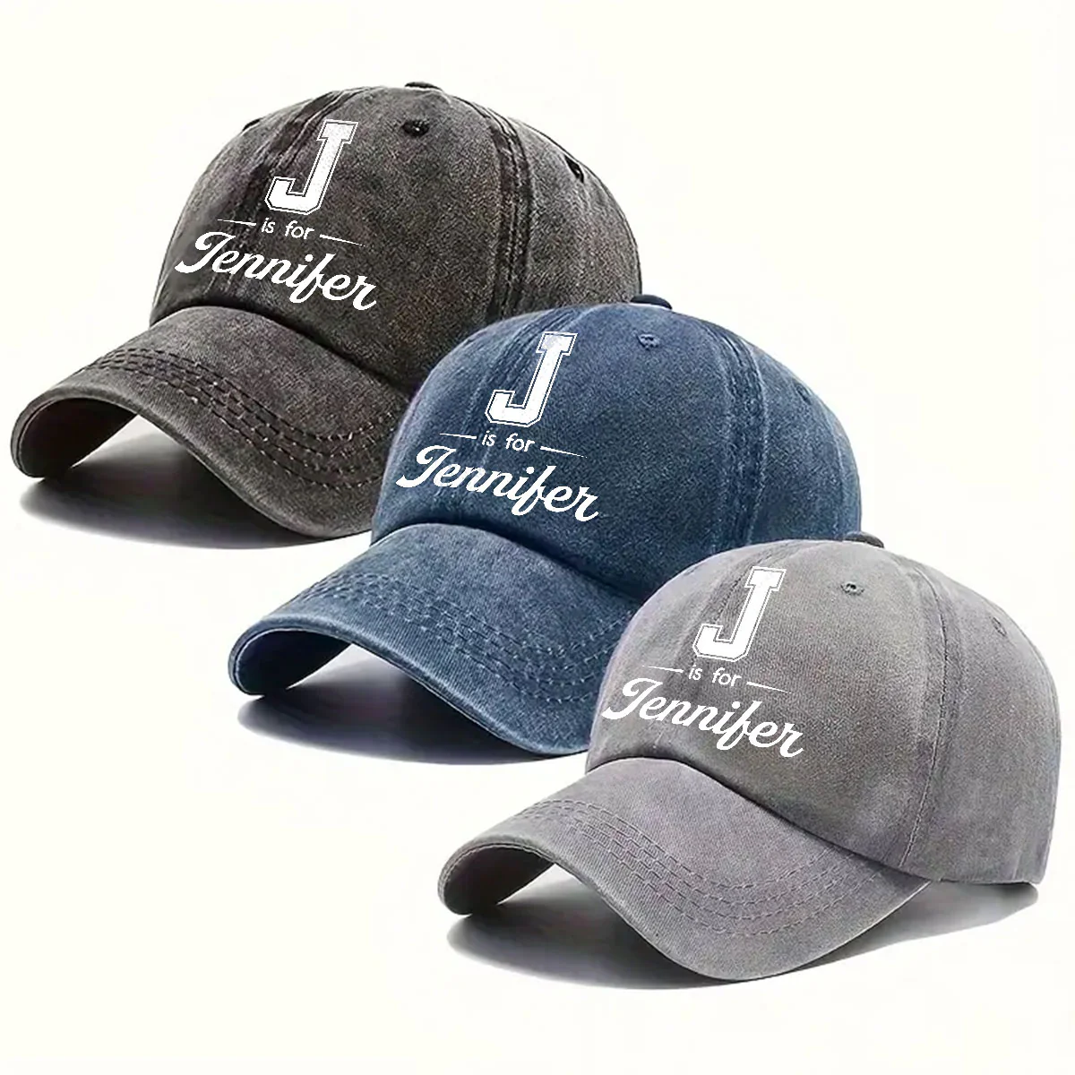 Baby Name - Personalized Custom Vintage Washed Denim Cap - Image 4
