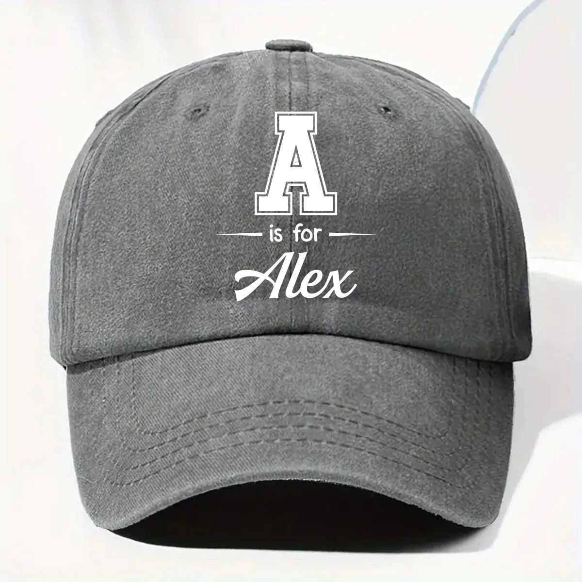 Baby Name - Personalized Custom Vintage Washed Denim Cap - Image 7