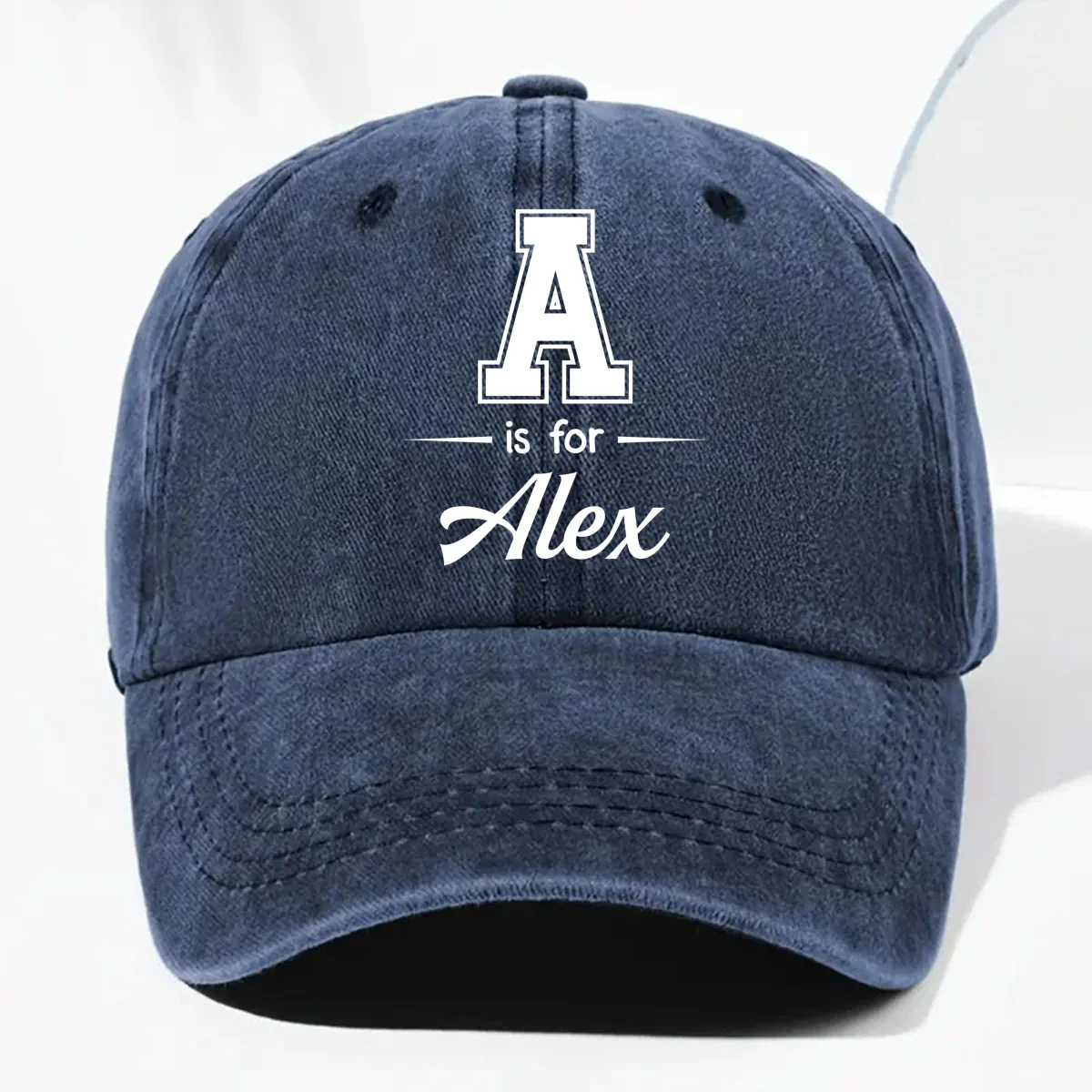 Baby Name - Personalized Custom Vintage Washed Denim Cap - Image 8