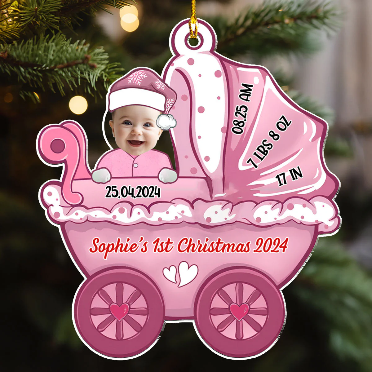 Baby Photo Christmas - Personalized Custom Acrylic Ornament - Image 2