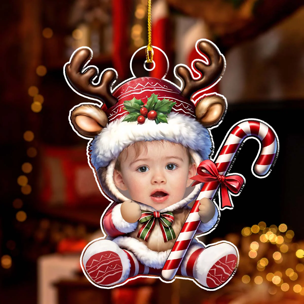 Baby Reindeer Christmas - Personalized Custom Acrylic Ornament - Image 4