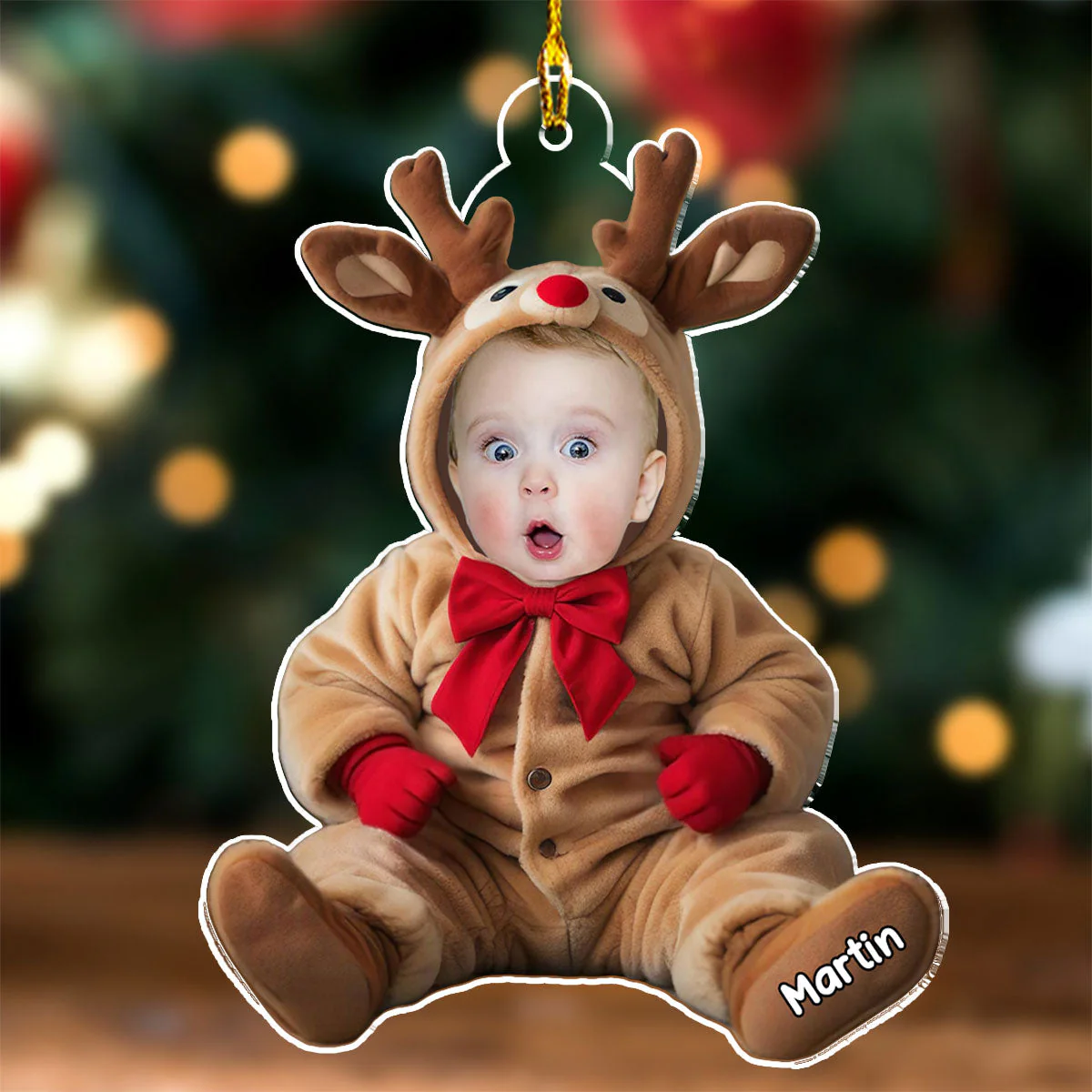 Baby Reindeer Custom Photo - Personalized Custom Acrylic Ornament - Image 2