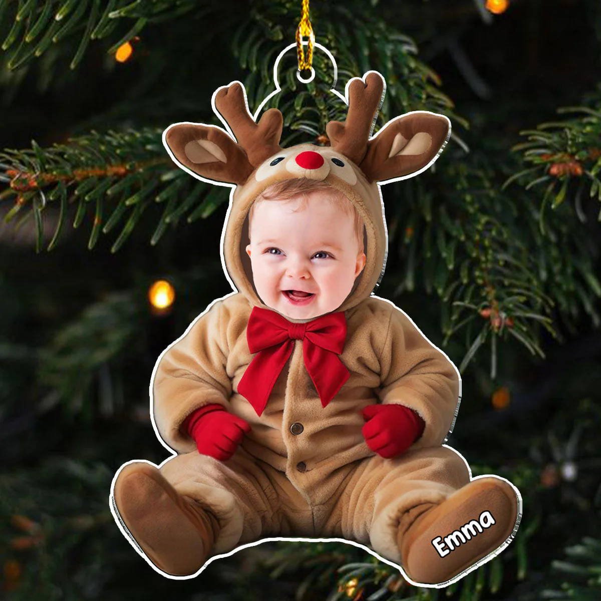 Baby Reindeer Custom Photo - Personalized Custom Acrylic Ornament - Image 3