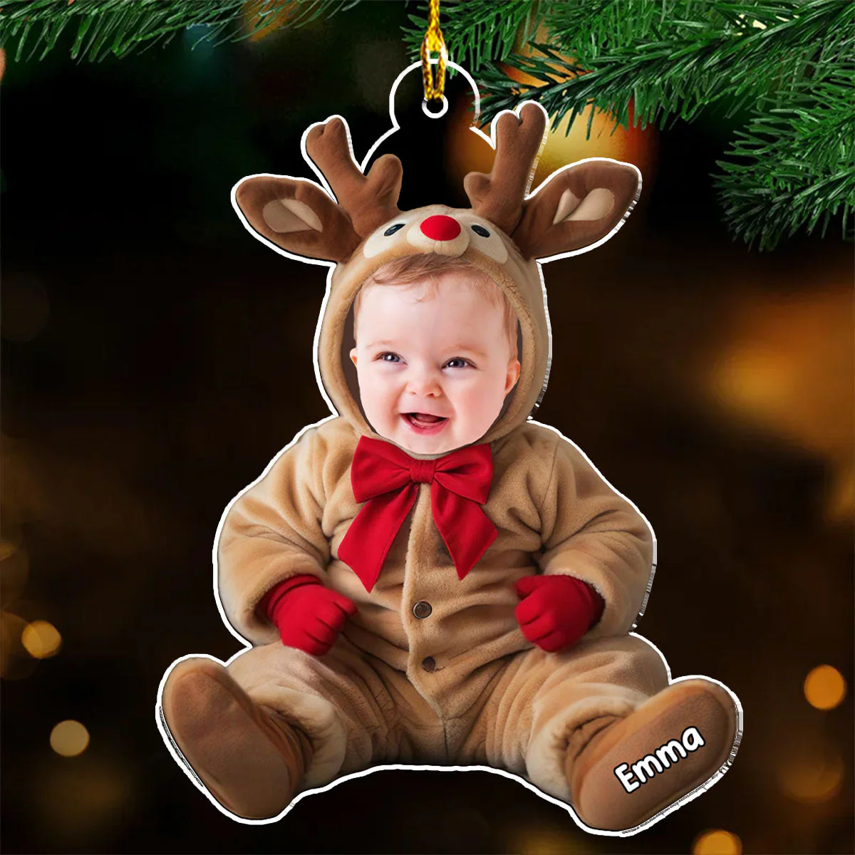 Baby Reindeer Custom Photo - Personalized Custom Acrylic Ornament - Image 4