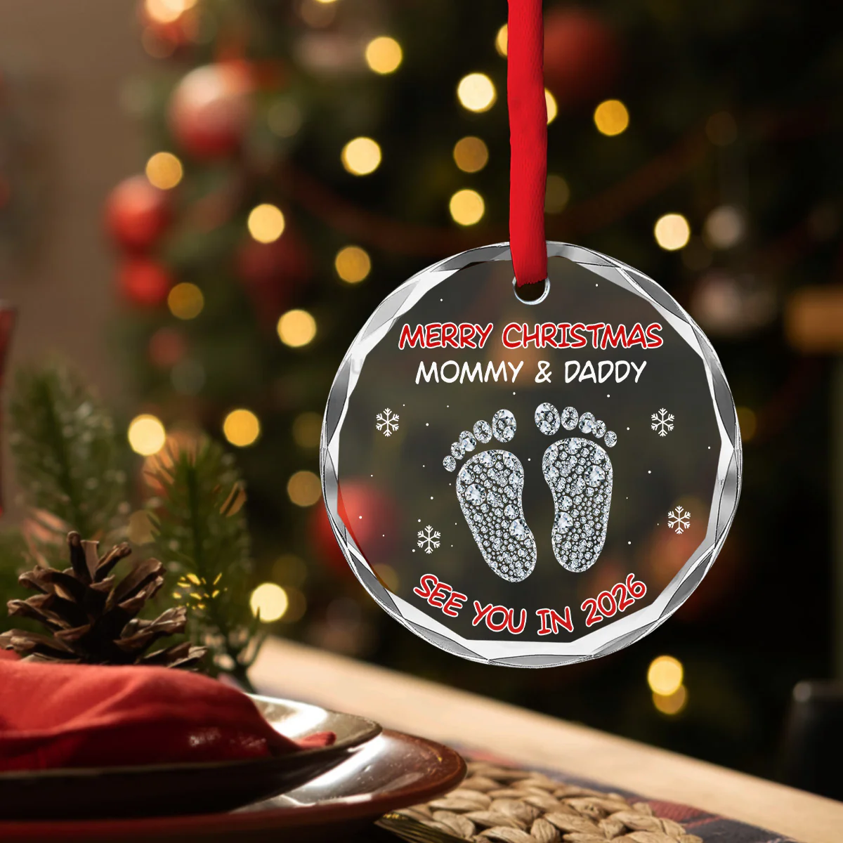 Baby See You Soon - Personalized Custom Glass Ornament - Image 4