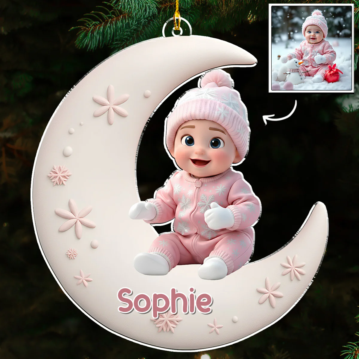 Baby Sleep On The Moon - Personalized Custom Acrylic Ornament