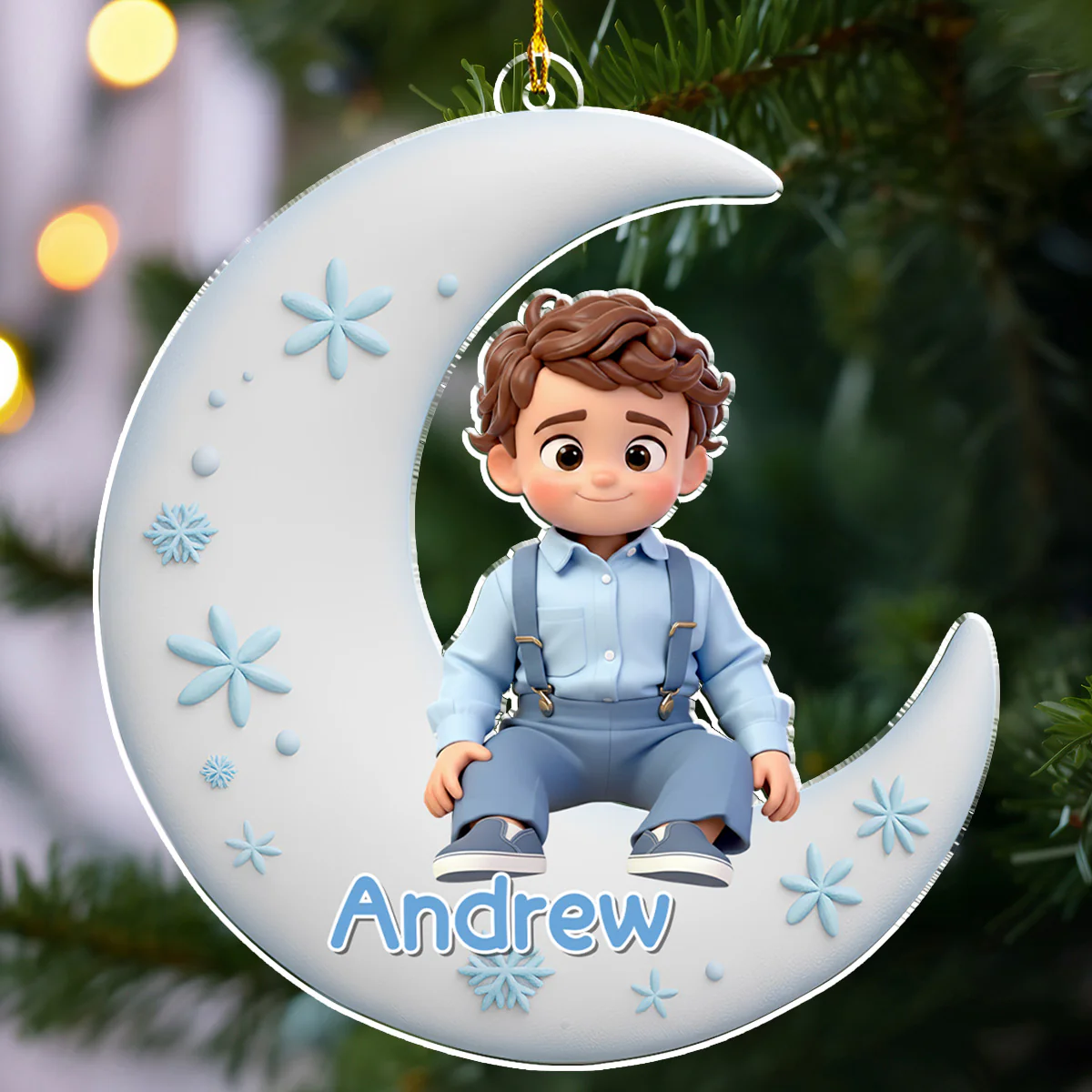 Baby Sleep On The Moon - Personalized Custom Acrylic Ornament - Image 5