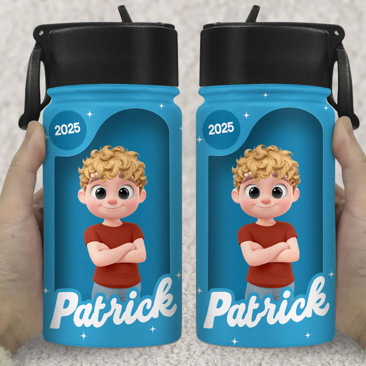 Back To School Kid 2 - Personalized Custom Kids Water Bottle - Image 2