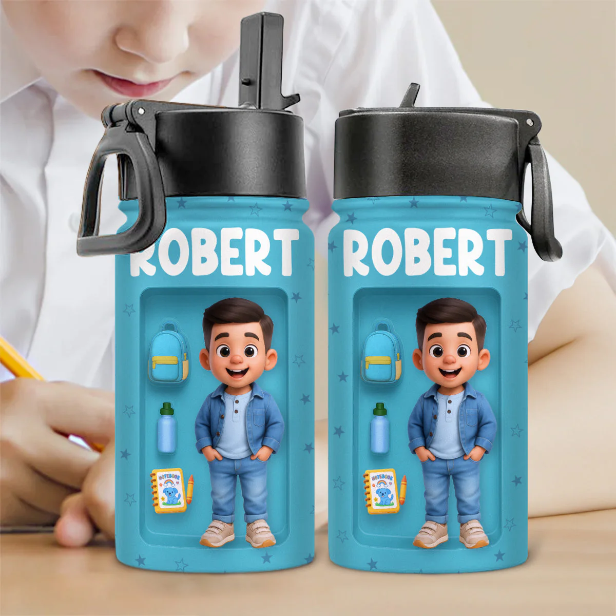 Back To School - Personalized Custom Kids Water Bottle - Image 5