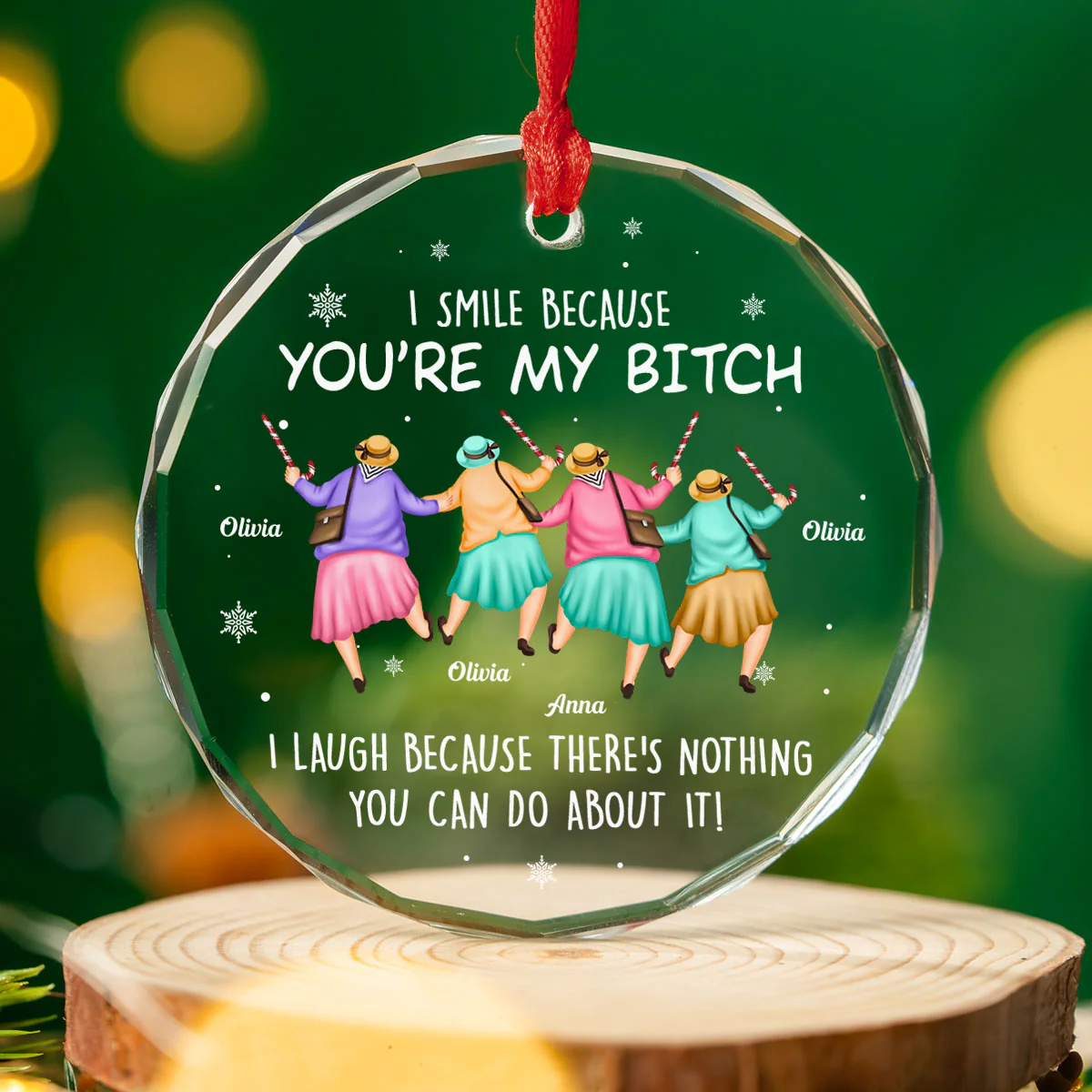 Bad Decisions Club - Personalized Custom Glass Ornament - Image 3