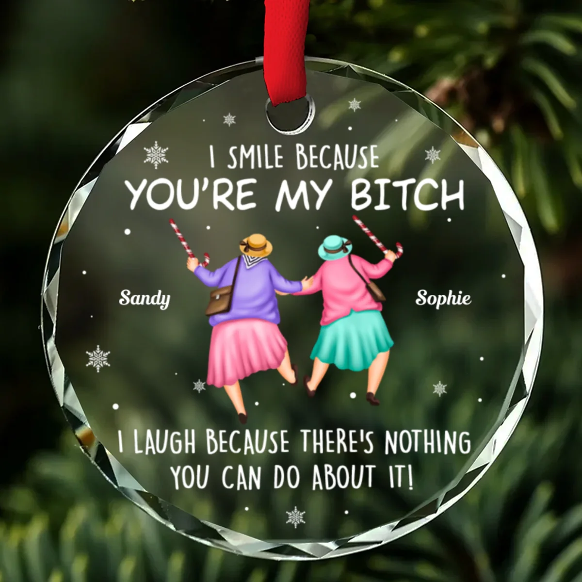 Bad Decisions Club - Personalized Custom Glass Ornament - Image 6