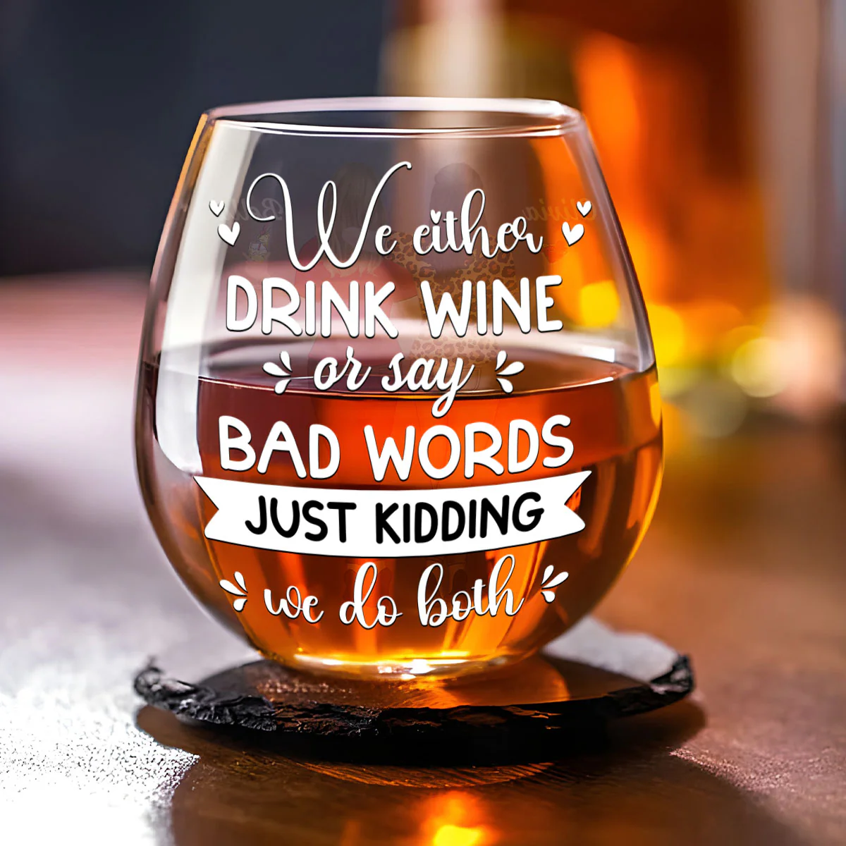 Bad Words Flow With Wine - Personalized Custom Wine Glass - Image 3