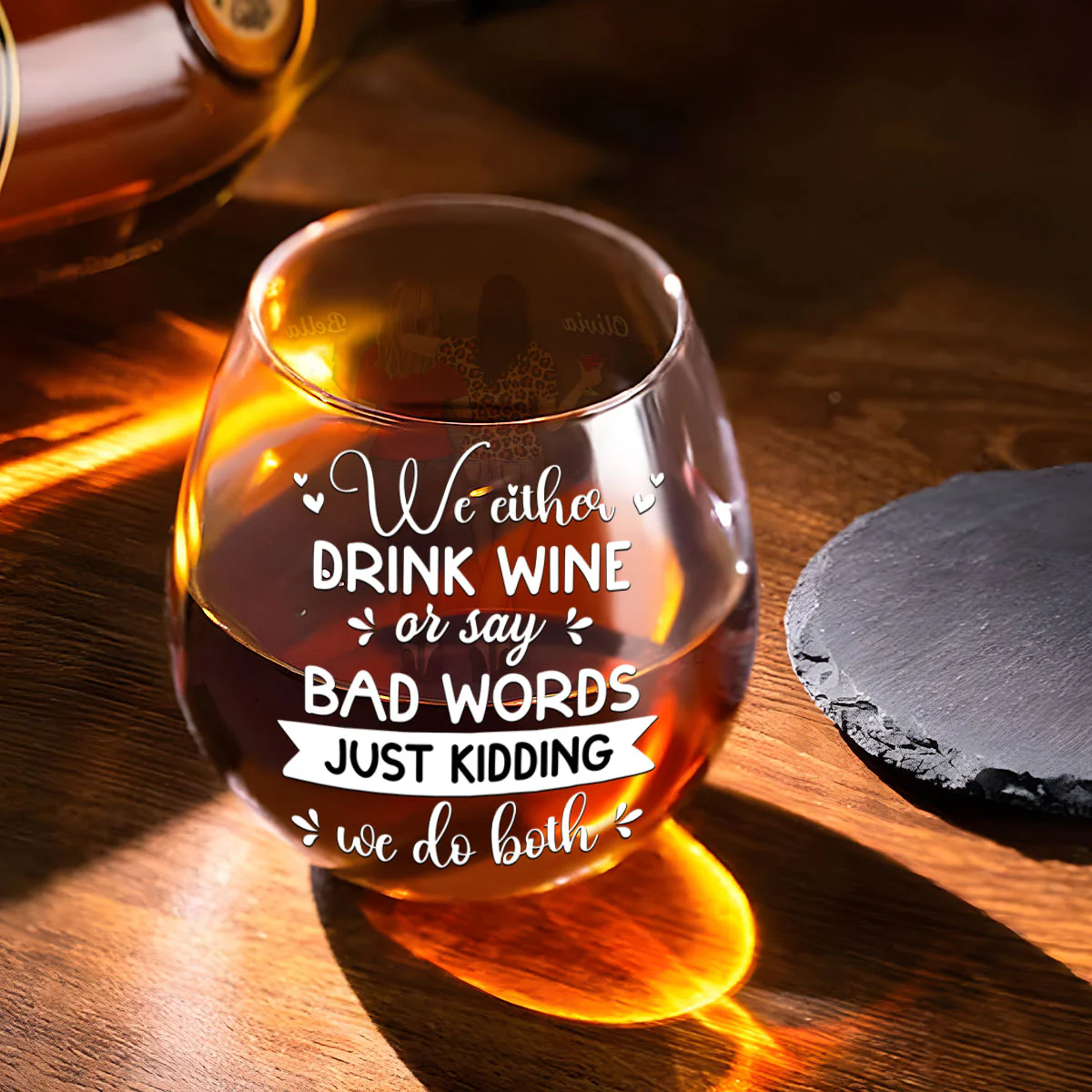 Bad Words Flow With Wine - Personalized Custom Wine Glass - Image 4