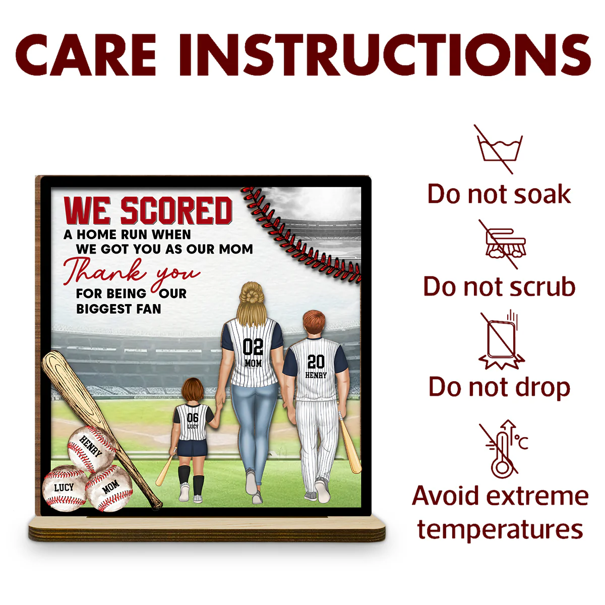 Baseball And Love Go Together - Personalized Custom 2-Layer Wood Plaque With Flat Base - Image 6