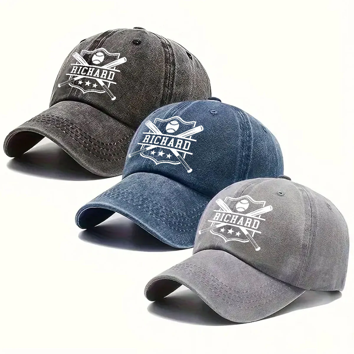 Baseball Kid - Personalized Custom Vintage Washed Denim Cap - Image 4